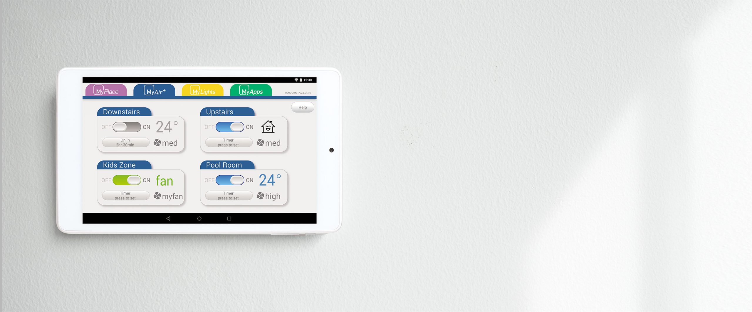 Control your air conditioning with the MyAir app via the touchscreen tablet